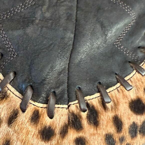 Donald J. Pliner Couture SIGNED boots leather calf hair animal print 7.5 - Picture 9 of 16